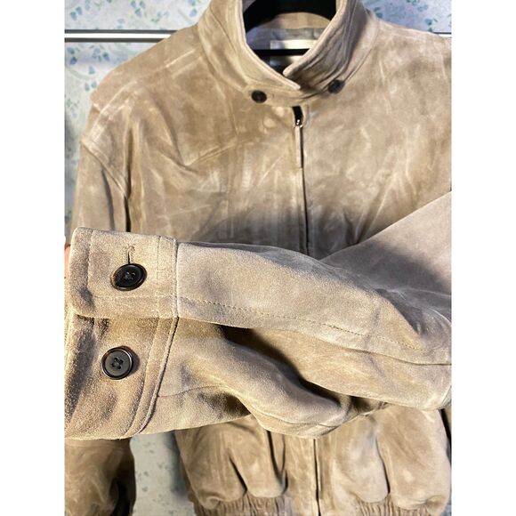 The Row Roan Sude Calfskin Leather Beige Bomber Jacket | Kylie Jenner - Picture 5 of 7